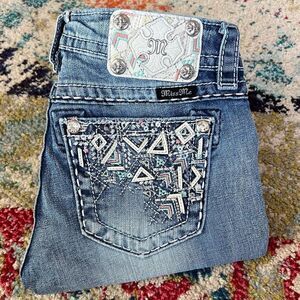 Miss Me Signature Rhinestone Sequin Embellished Cropped Jeans